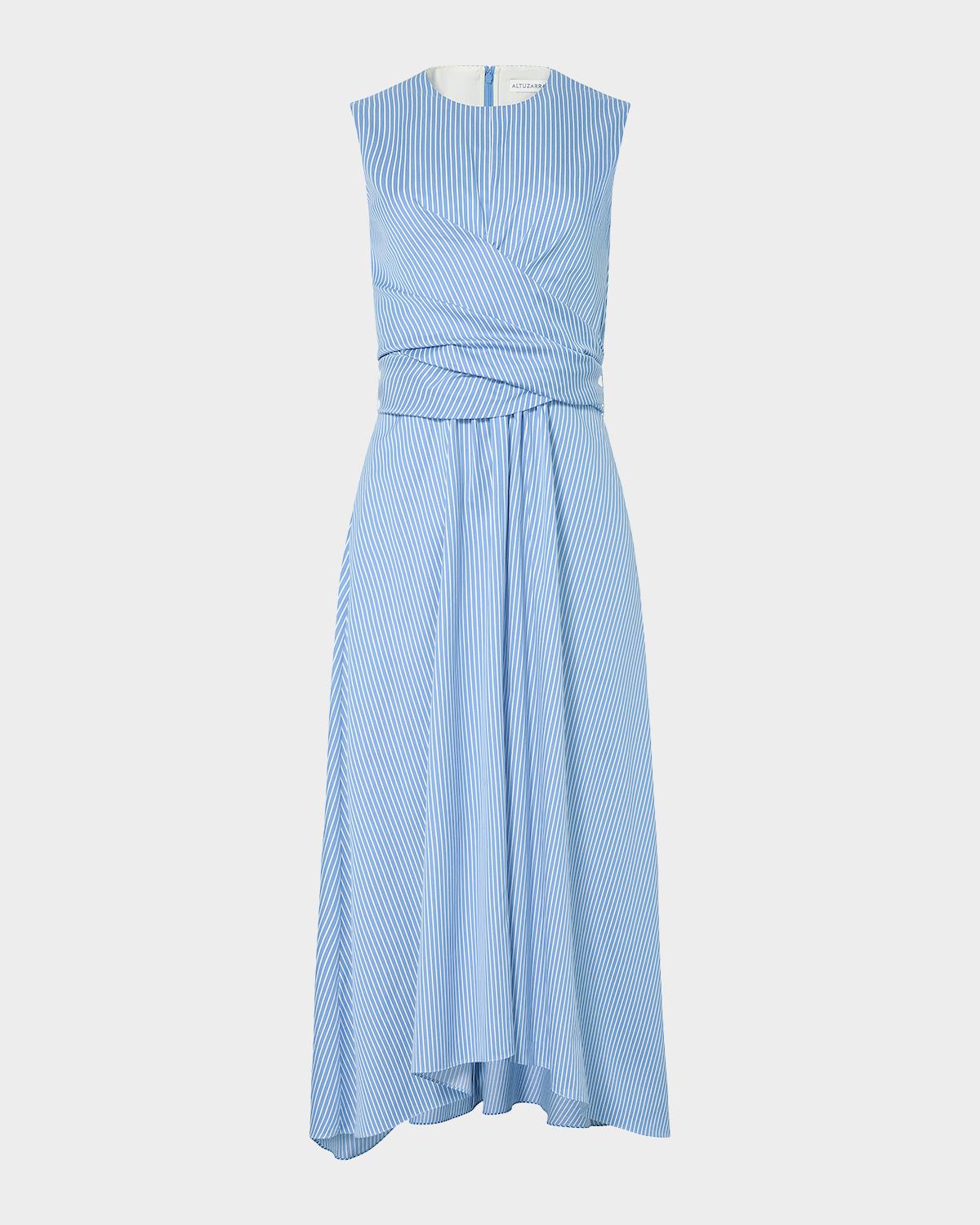 Altuzarra Penny Striped Crossover Draped Midi Dress