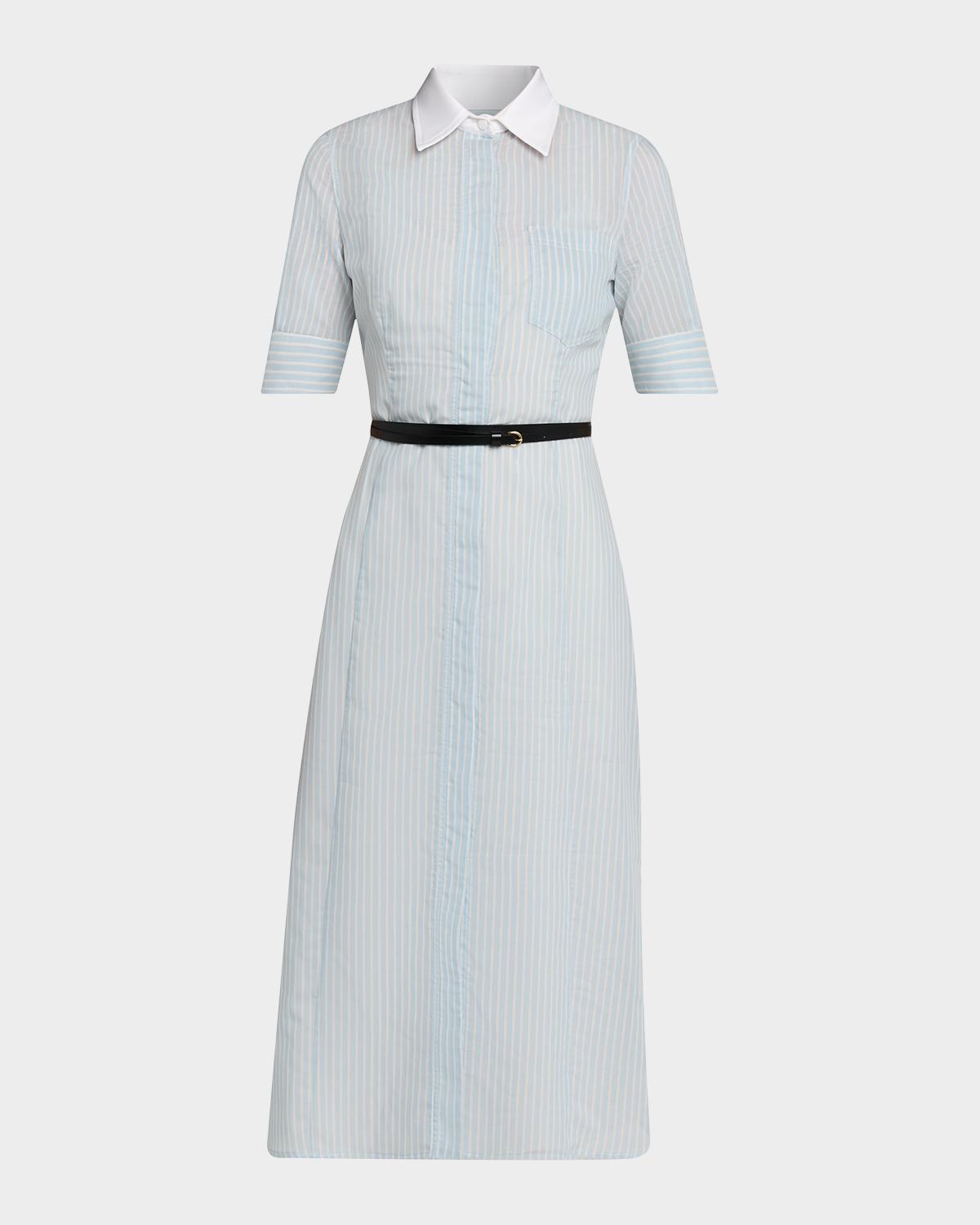 Altuzarra Kieran Striped Short-Sleeve Midi Shirtdress