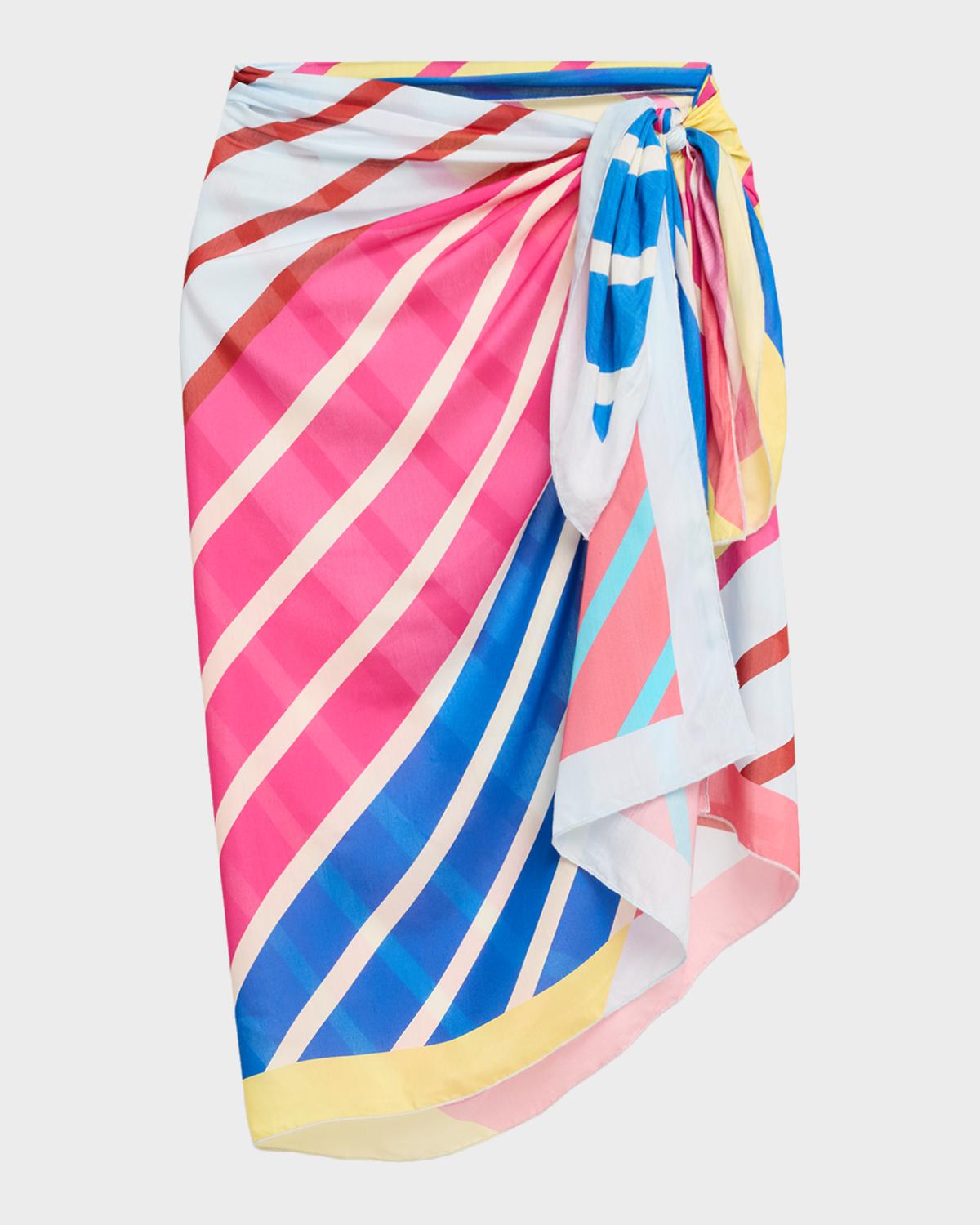 Solid and Striped Silk-Blend Striped Pareo Coverup