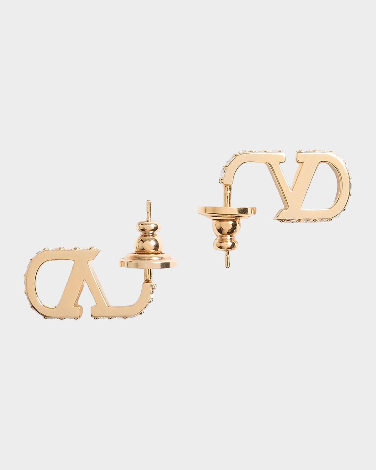 VLogo Signature Metal and Swarovski Crystal Stud Earrings