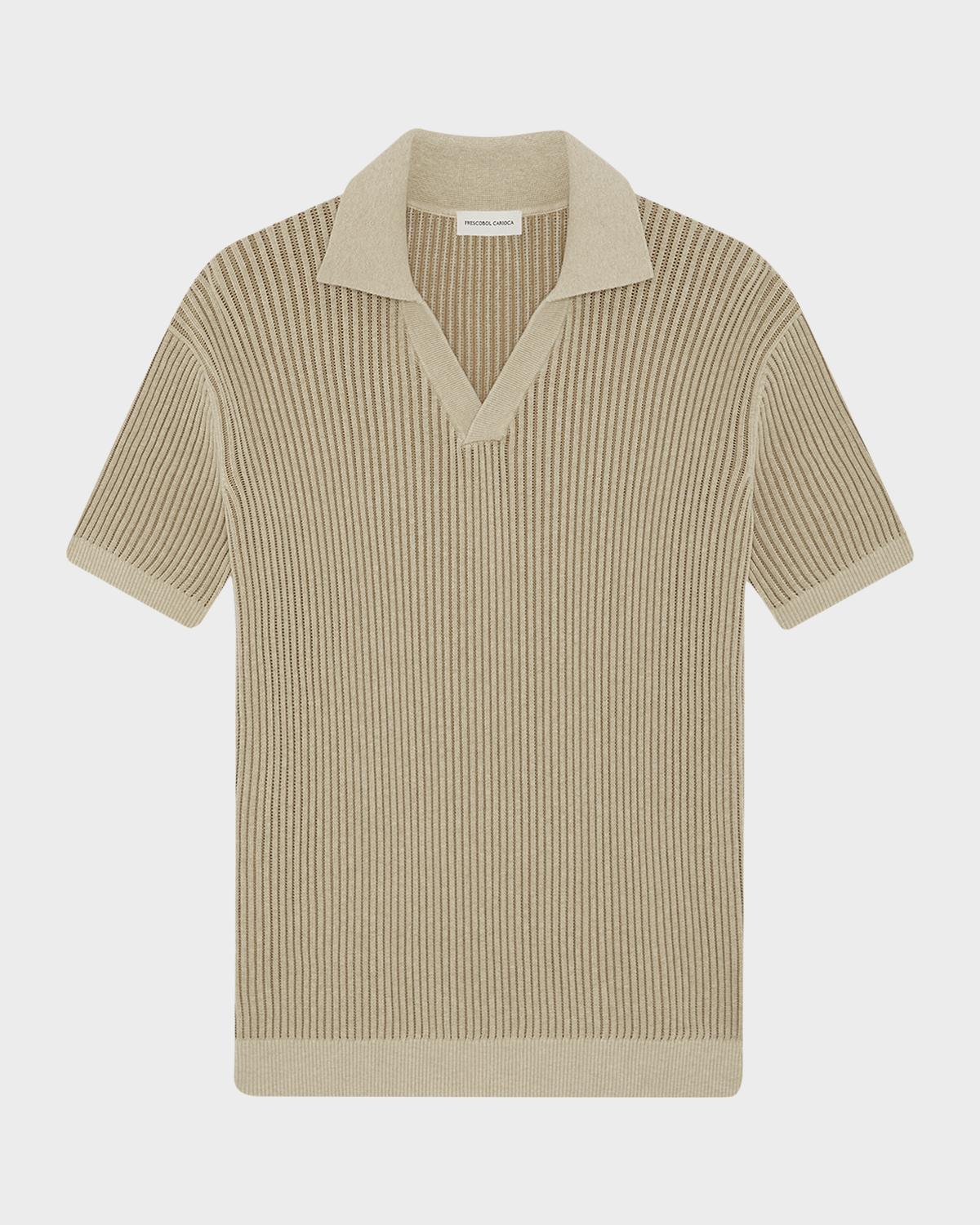 Frescobol Carioca Rino CottonCashmere Rib-Knit Polo Sweater