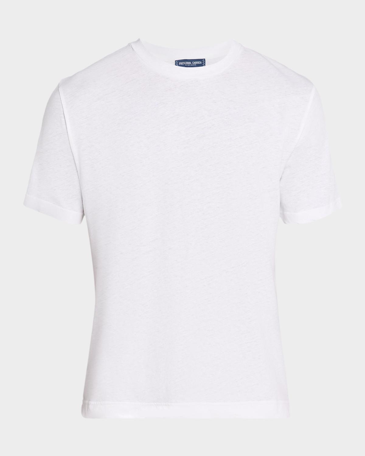 Frescobol Carioca Men's Dinis Linen and Cotton Solid Crewneck T-Shirt