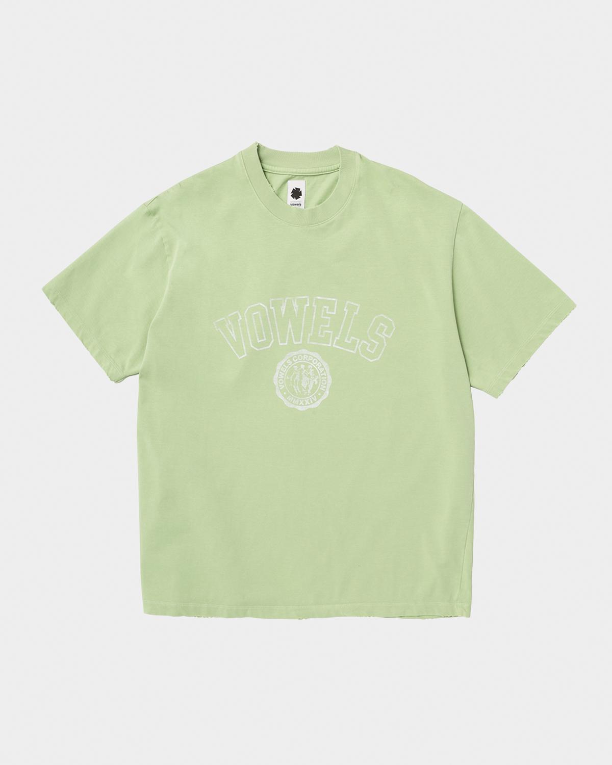 vowels Men's Cotton Faded Collegiate Logo T-Shirt