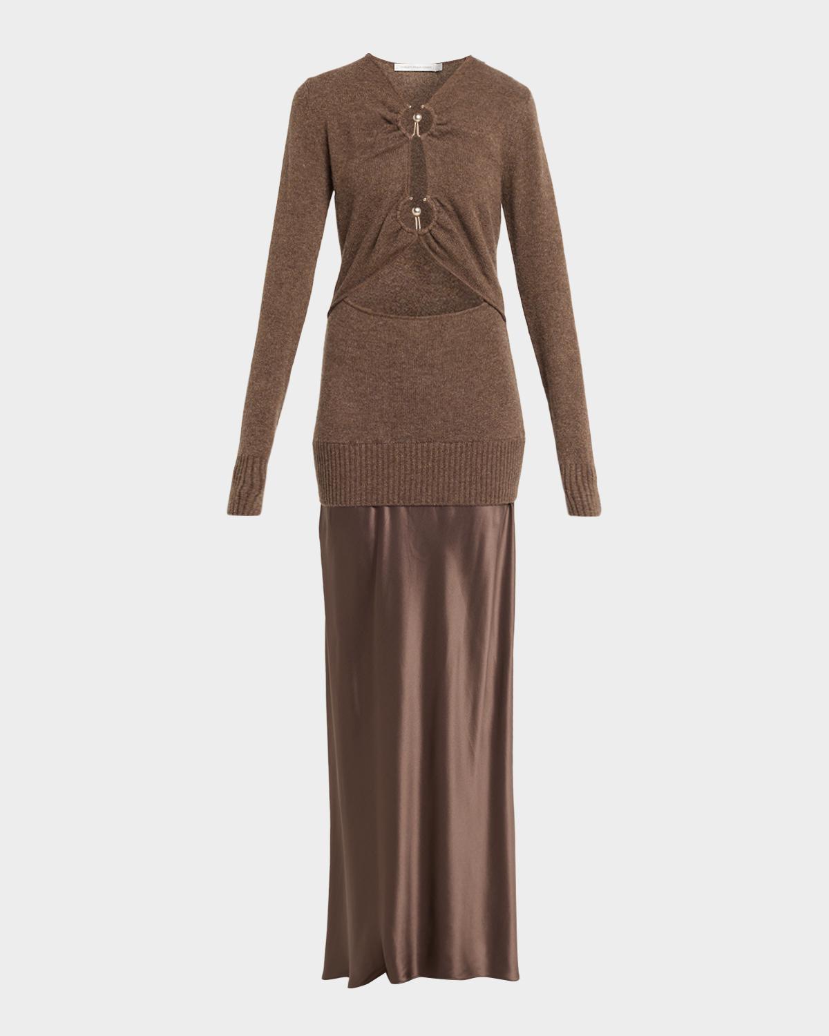 Christopher Esber Orbit Ruched Monument Long-Sleeve Dress