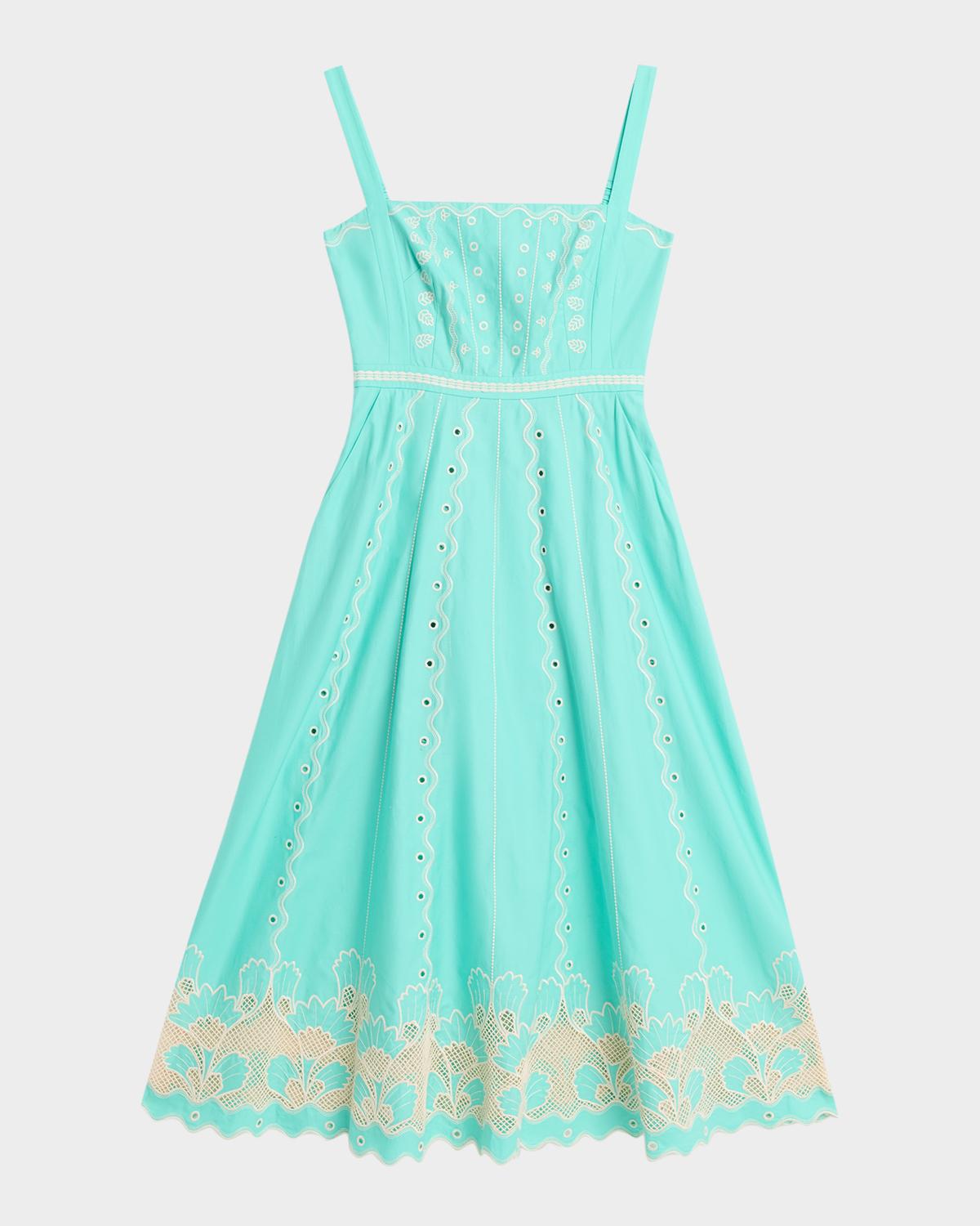 Saloni Aurora B Embroidered Midi Dress