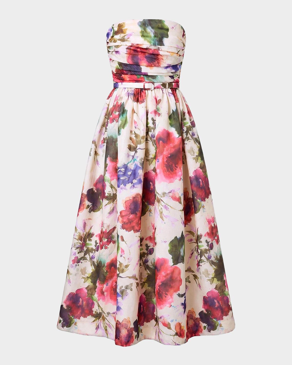 NICHOLAS Elly Strapless Floral-Print Maxi Dress