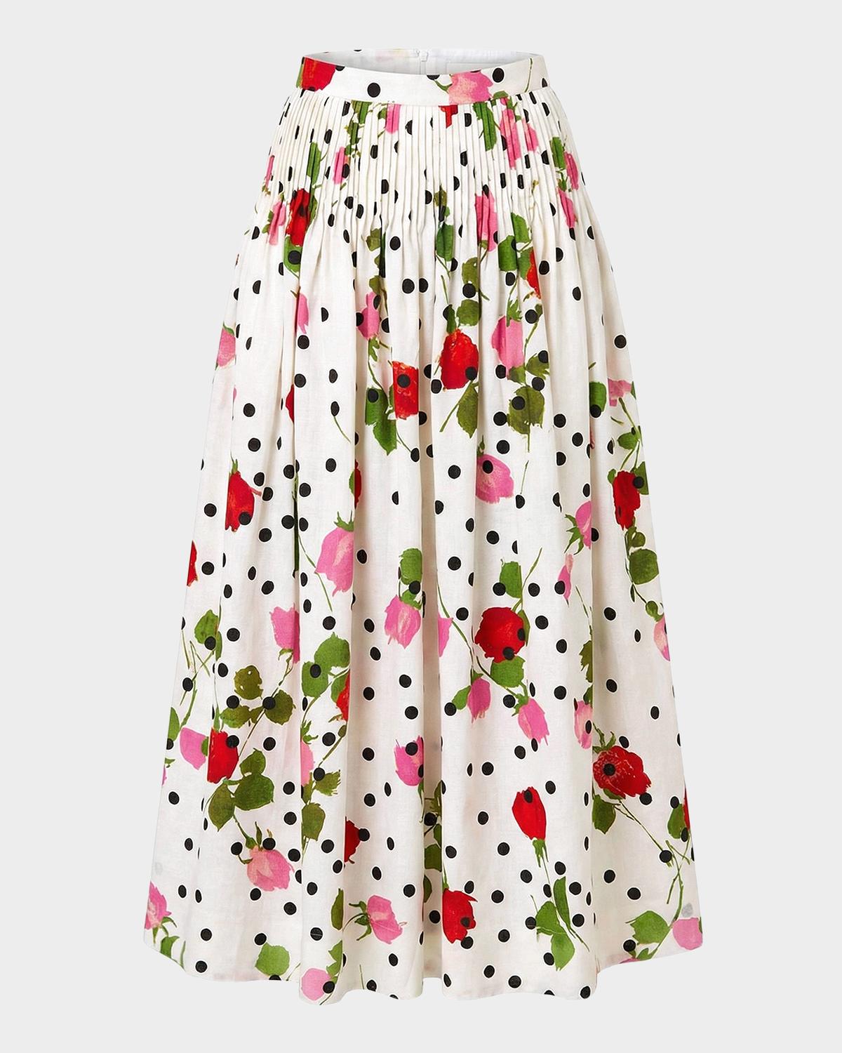 NICHOLAS Amabelle Pleated Floral-Print Midi Skirt