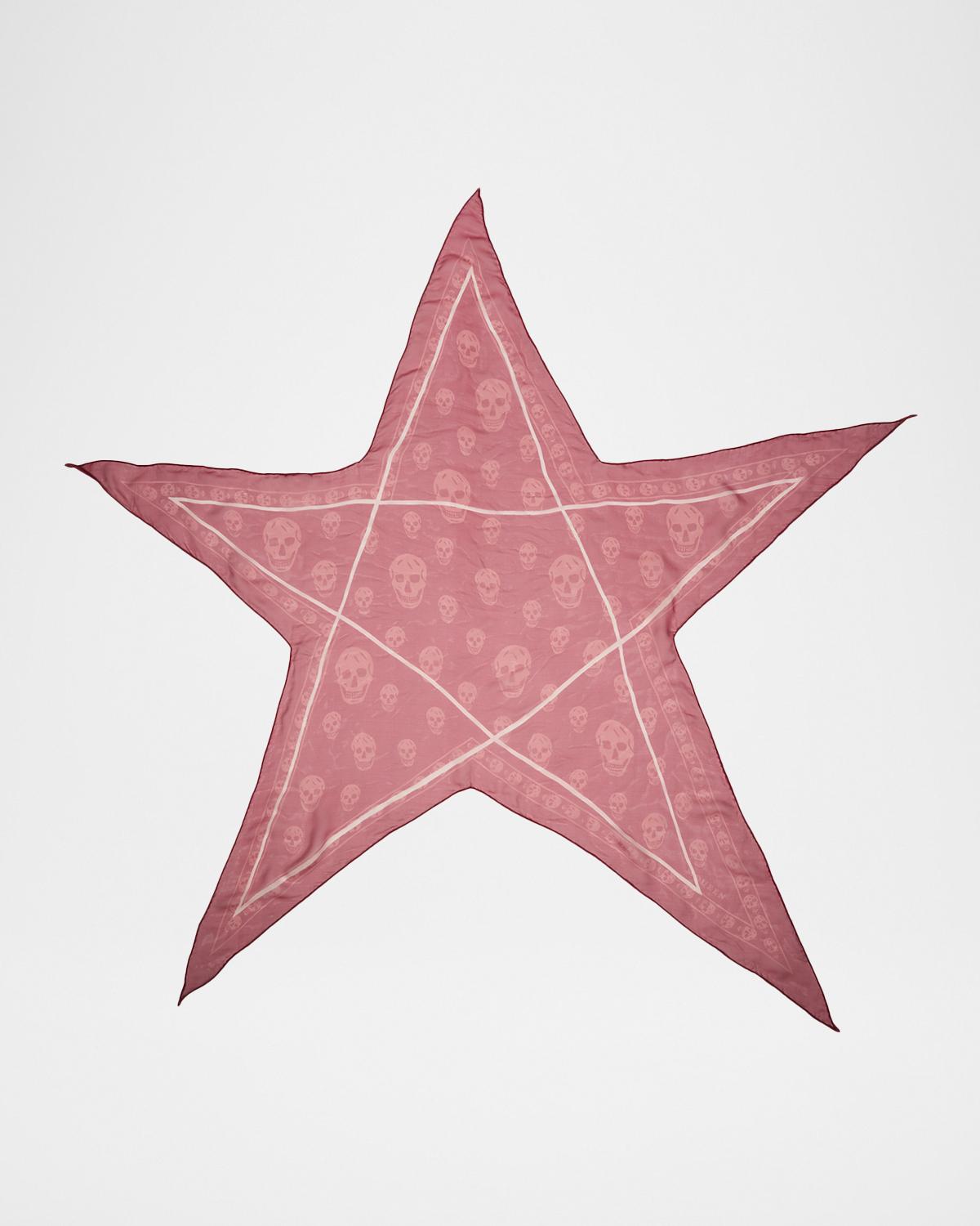 McQueen Star Skull-Print Silk Scarf