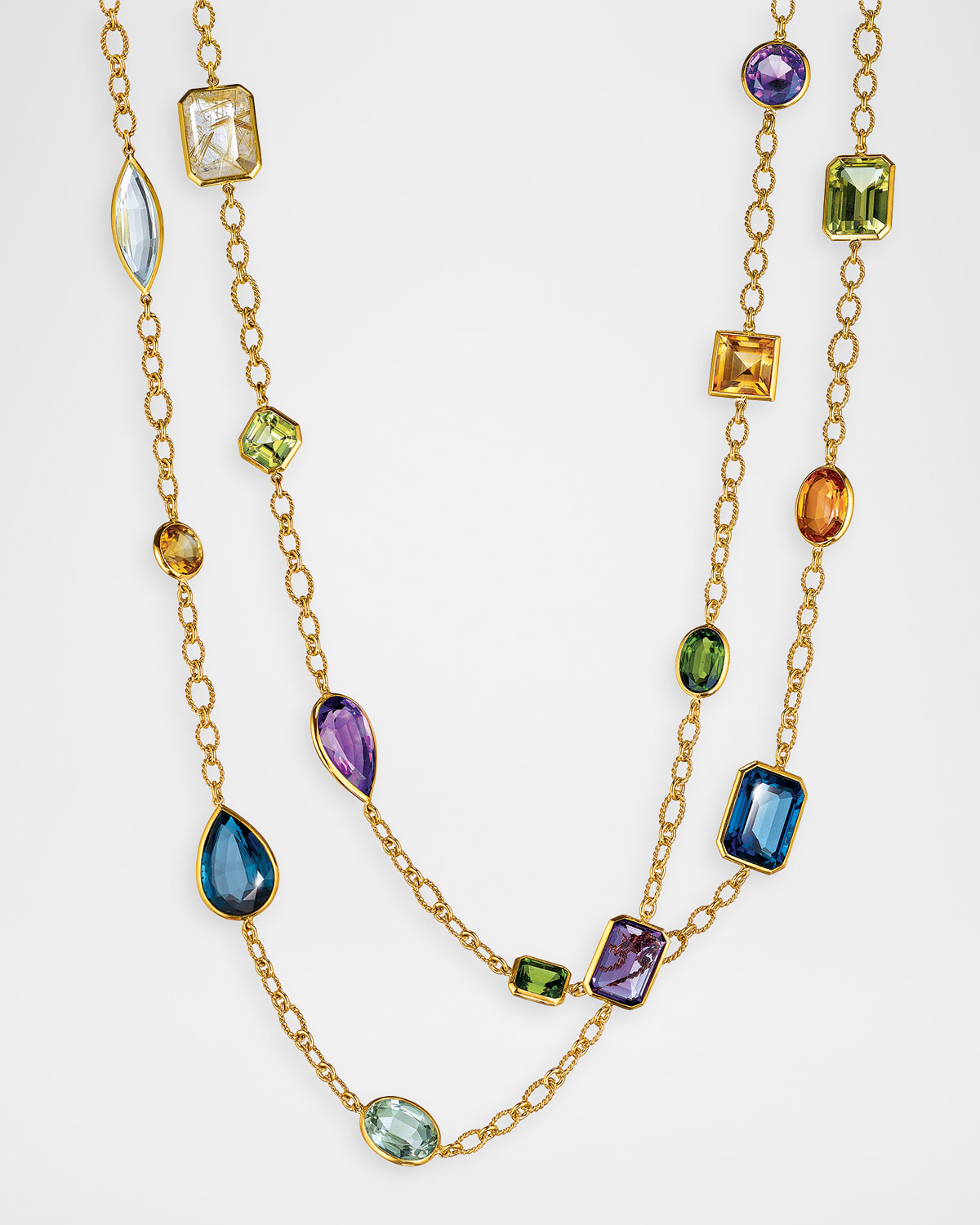 Verdura 18K Yellow Gold Confetti Necklace with Mixed Gems | Image 1 Verdura 18K Yellow Gold Confetti Necklace with Mixed Gems | Image 1