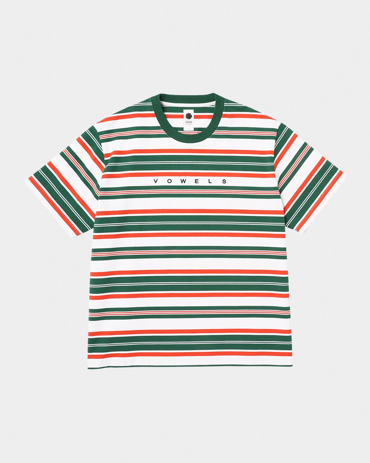 vowels Men's Cotton Multi-Stripe Logo T-Shirt