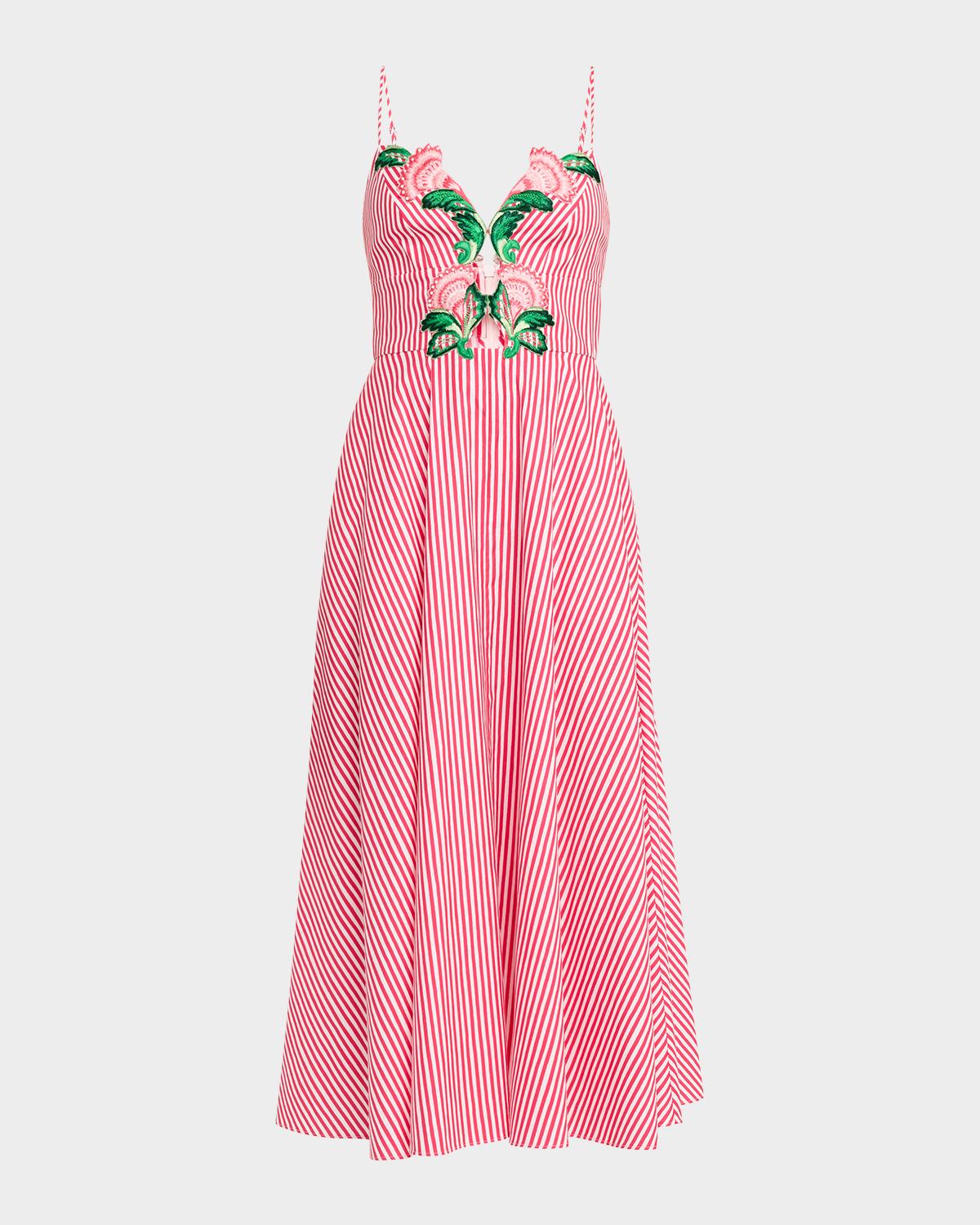 Saloni Jana-B Embroidered Cotton Midi Dress