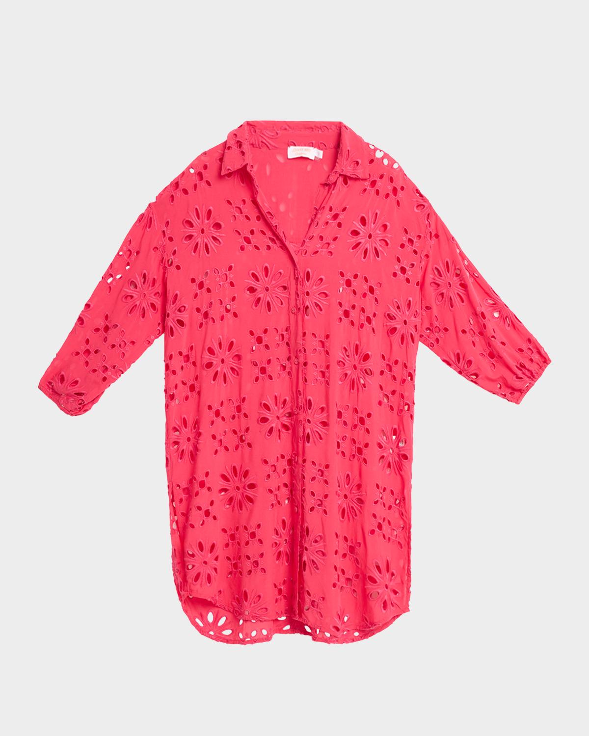Johnny Was Floral Eyelet Shirtdress Coverup
