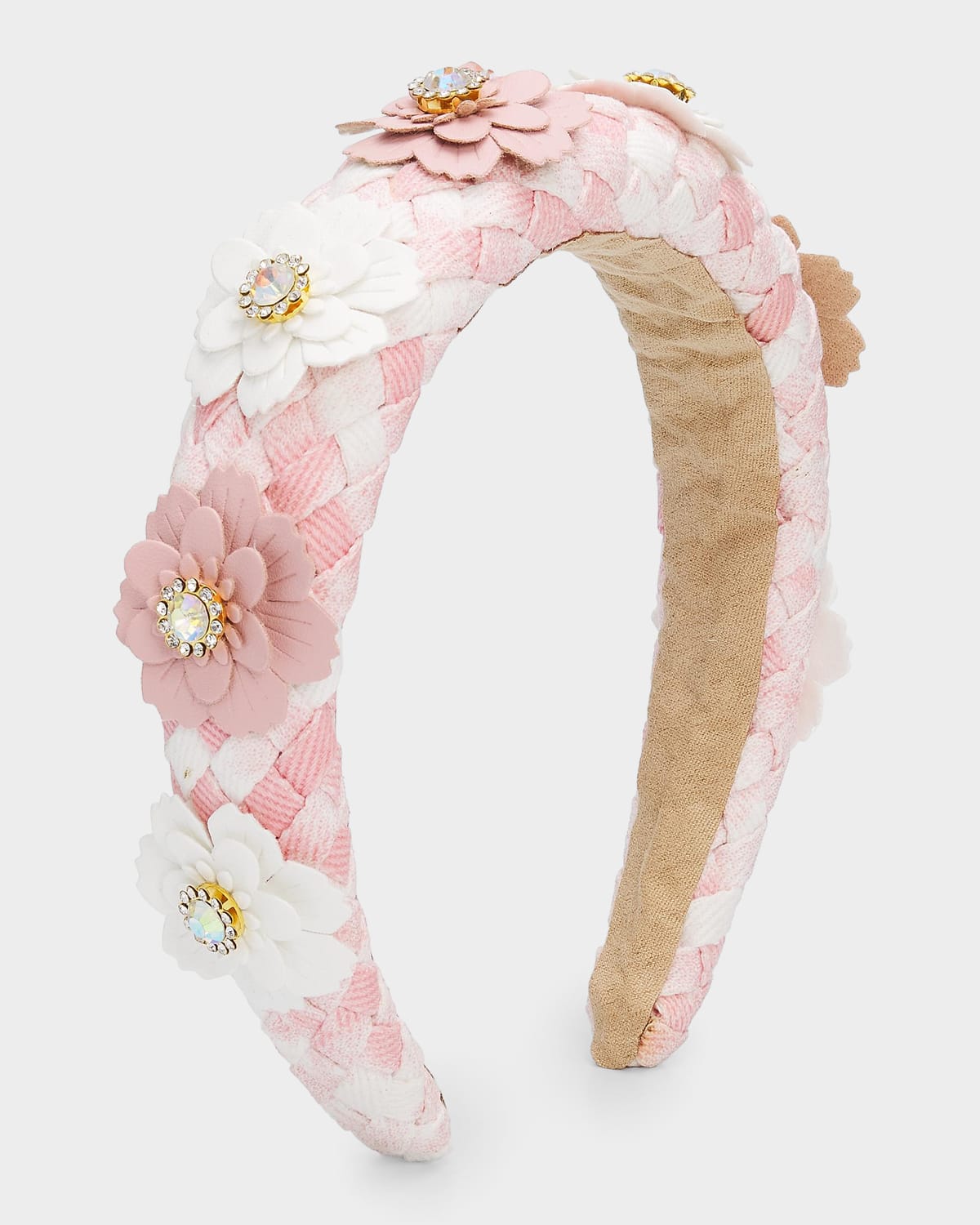 Bari Lynn Girl 's Woven Crystal Flower Headband