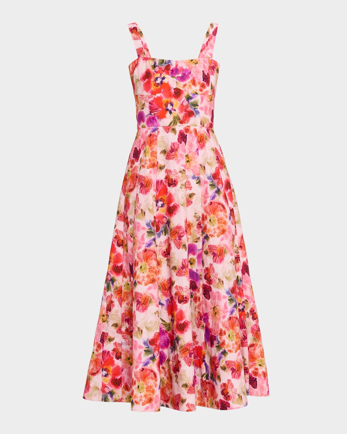 Saloni Sabrina Floral A-Line Midi Dress