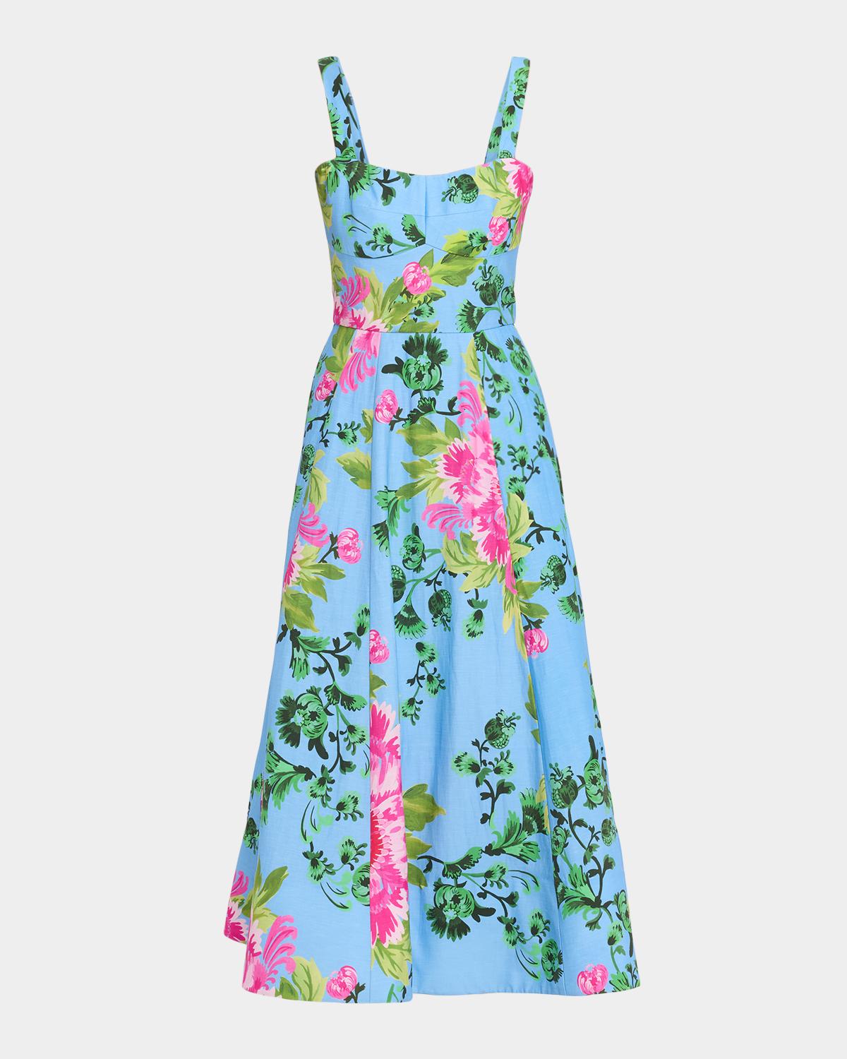 Saloni Sabrina Floral A-Line Midi Dress