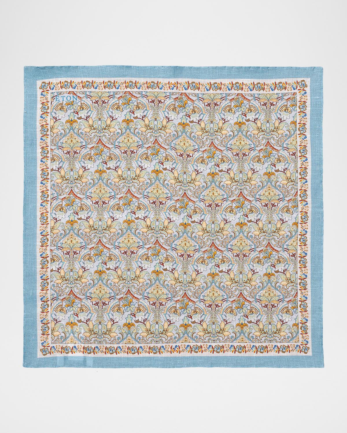 Eton Men's Floral Linen Pocket Square