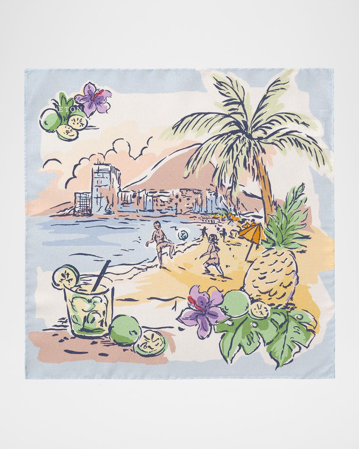 Eton Men's Painting Silk Pocket Square