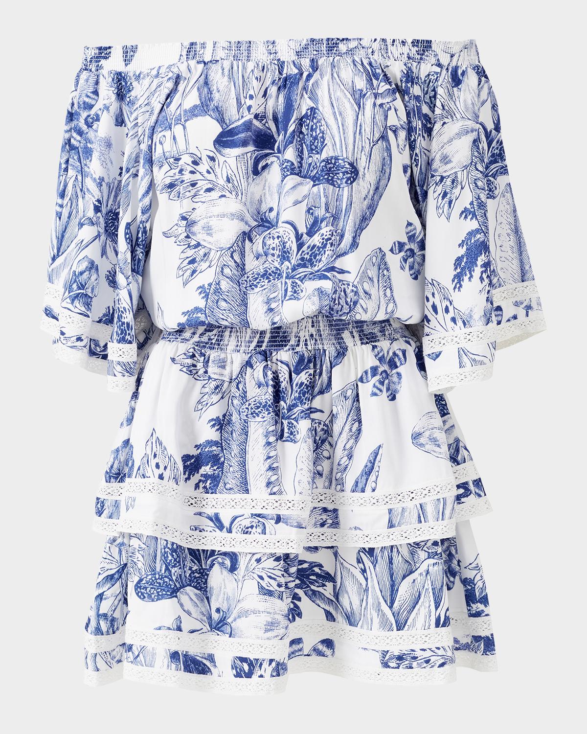 Melissa Odabash Micha Floral Off-Shoulder Mini Dress