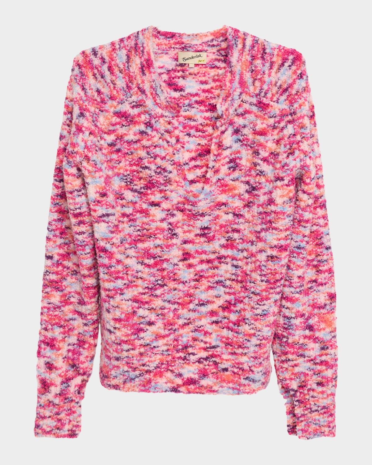 Sanderlak Men's Melange Split Open-Crewneck Sweater
