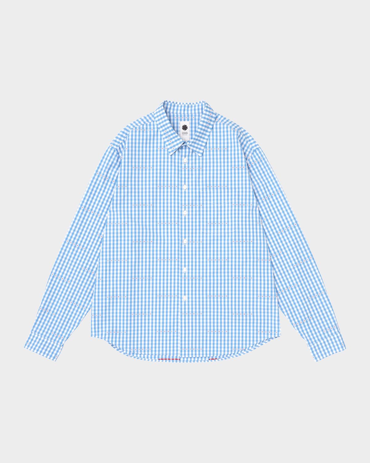 vowels Men's Cotton Gingham Eyelet Button-Down Shirt
