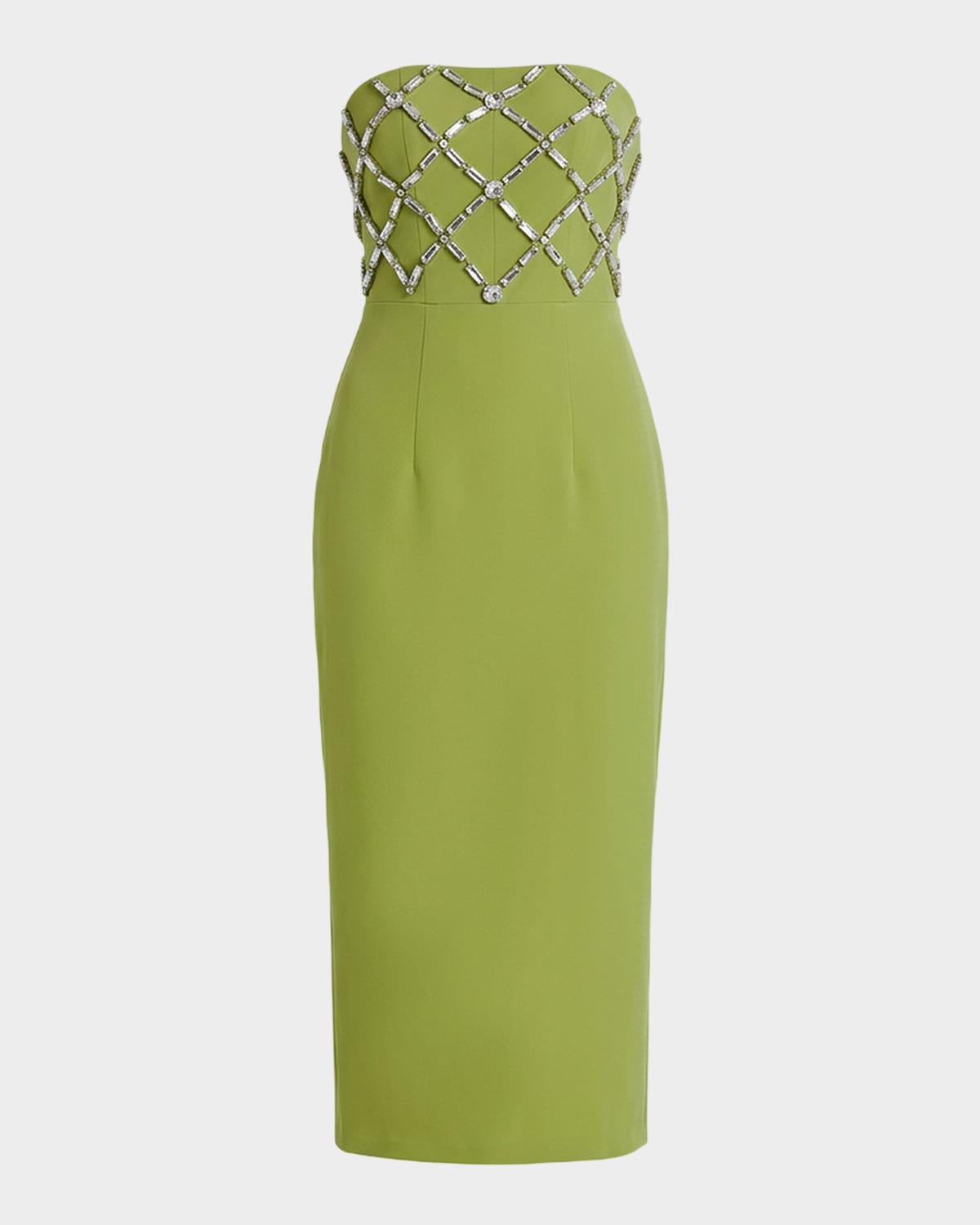 Mac Duggal Embellished Crepe Strapless Maxi Dress In Green