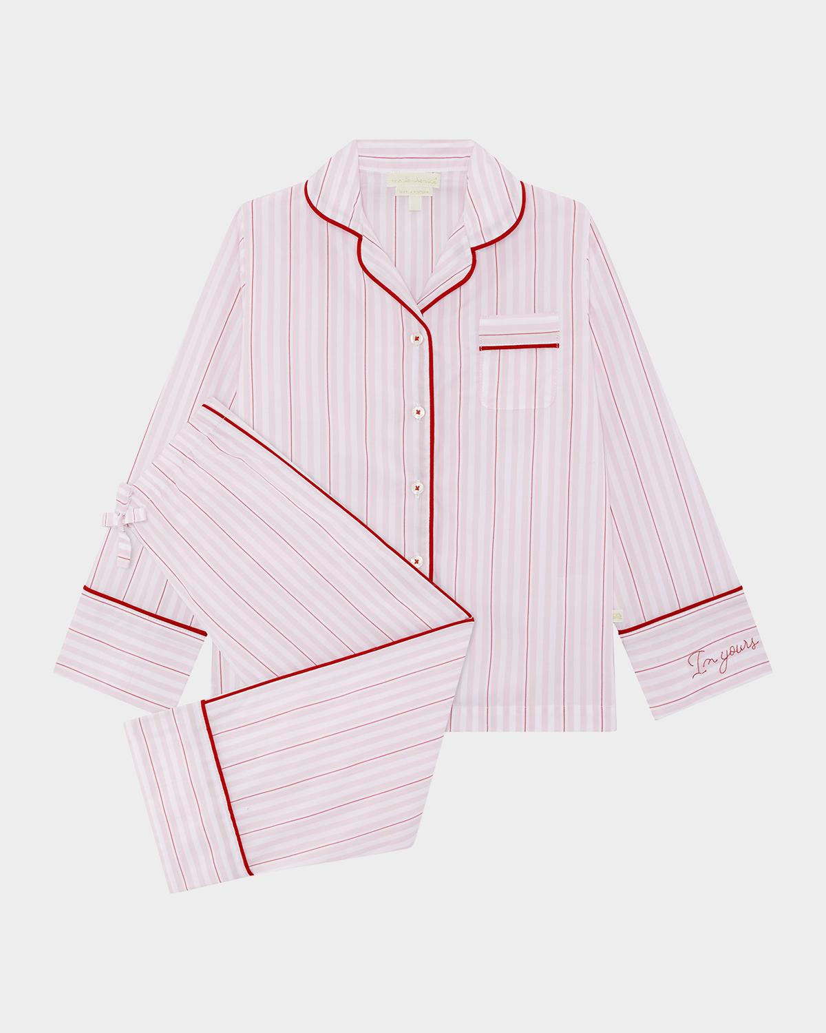 Little Girl & apos;s & Girl & apos;s Valentine Striped Pajamas