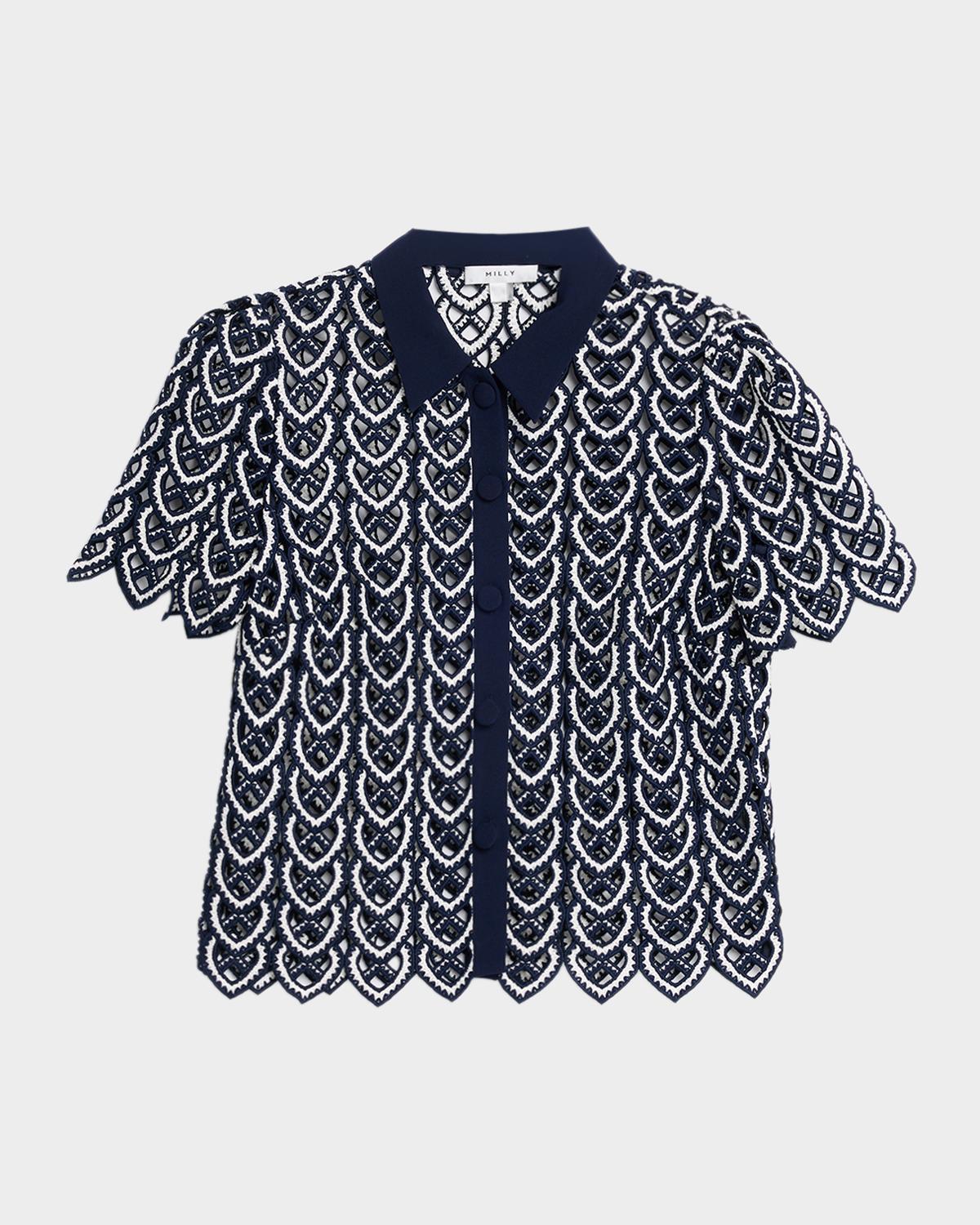 Milly Addison Collared Lace Top