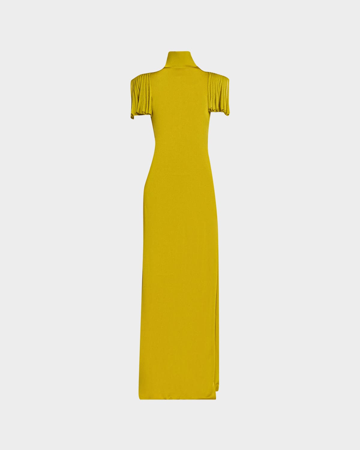 ALAIA Turtleneck Godet-Sleeve Side-Slit Maxi Dress