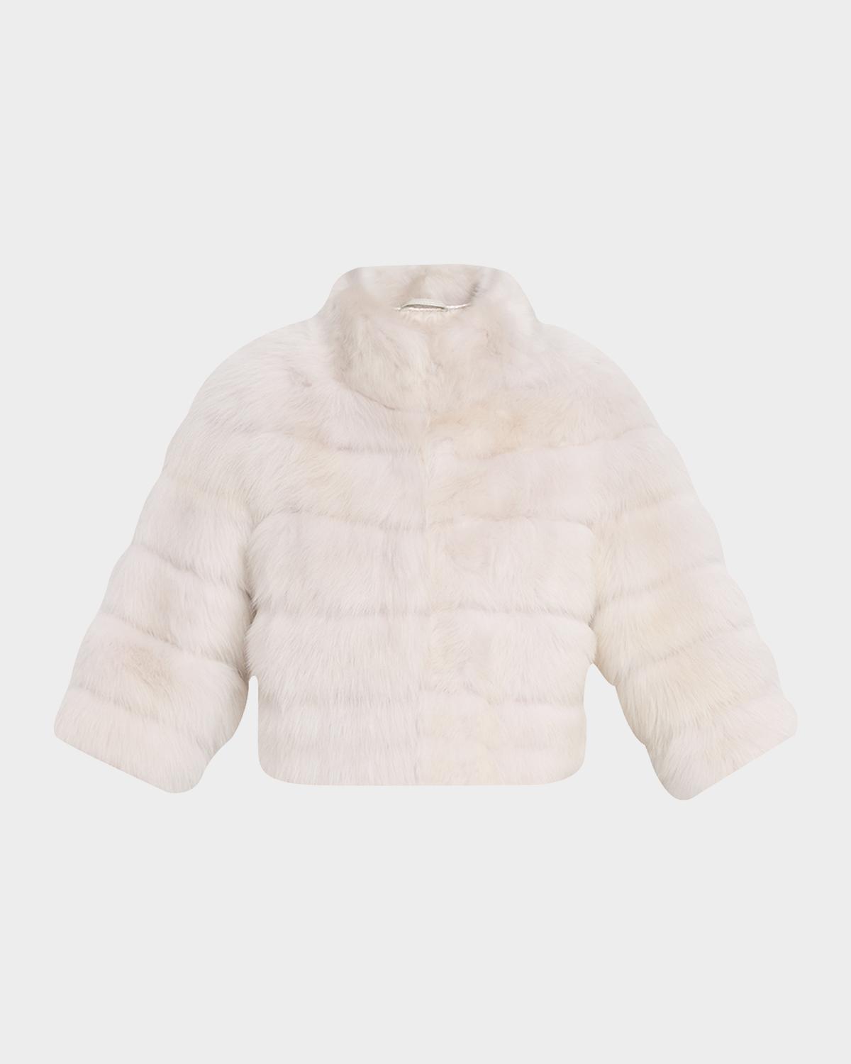 Gorski Lamb Shearling 3/4-Sleeve Crop Coat