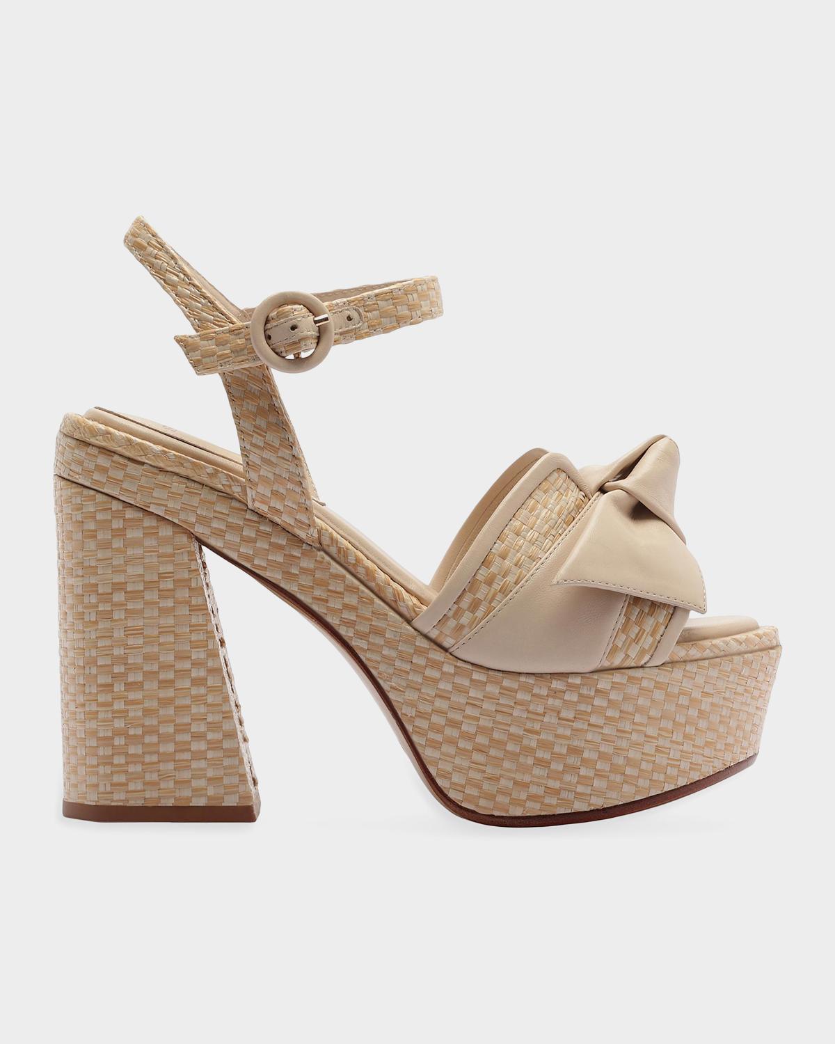 Alexandre Birman Maxi Clarita Flare 120MM Raffia & Leather Platform Sandals