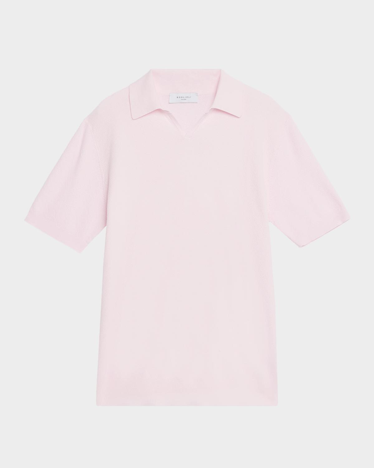 Boglioli Men's Cotton Knit Johnny Collar Polo Shirt