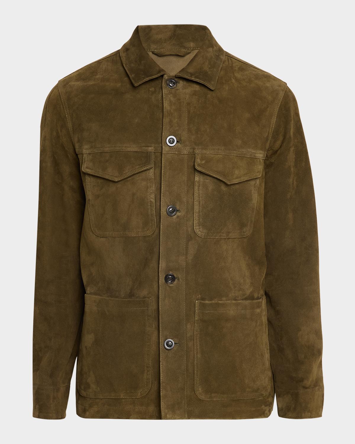 Boglioli Men's Leather Workwear Shirt Jacket
