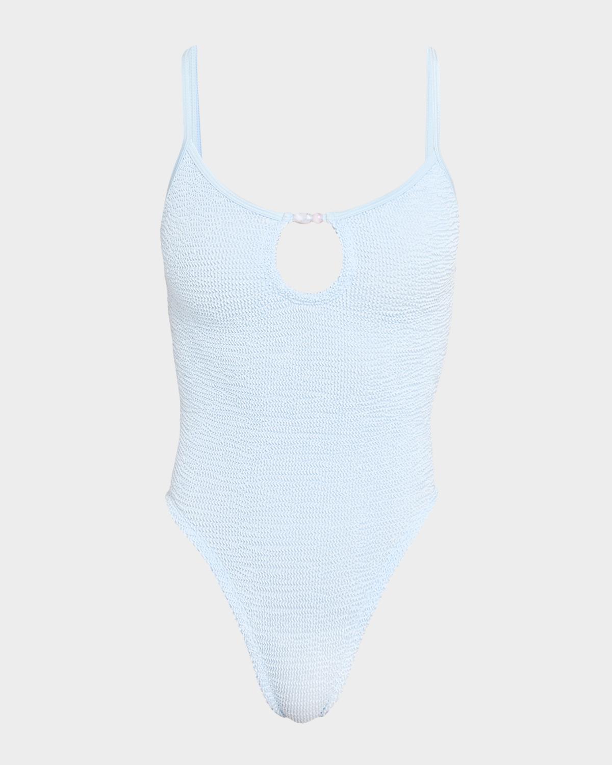 Hunza G Mia Beaded Keyhole One-Piece Swimsuit