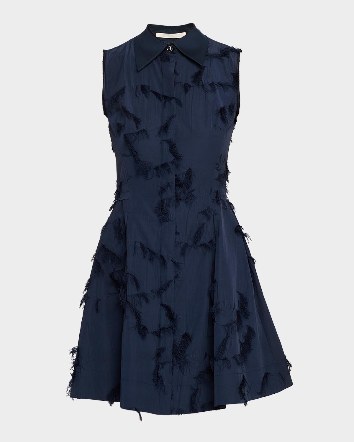 Jason Wu Collection Sleeveless Fringed Cotton Fil Coupe Mini Shirtdress