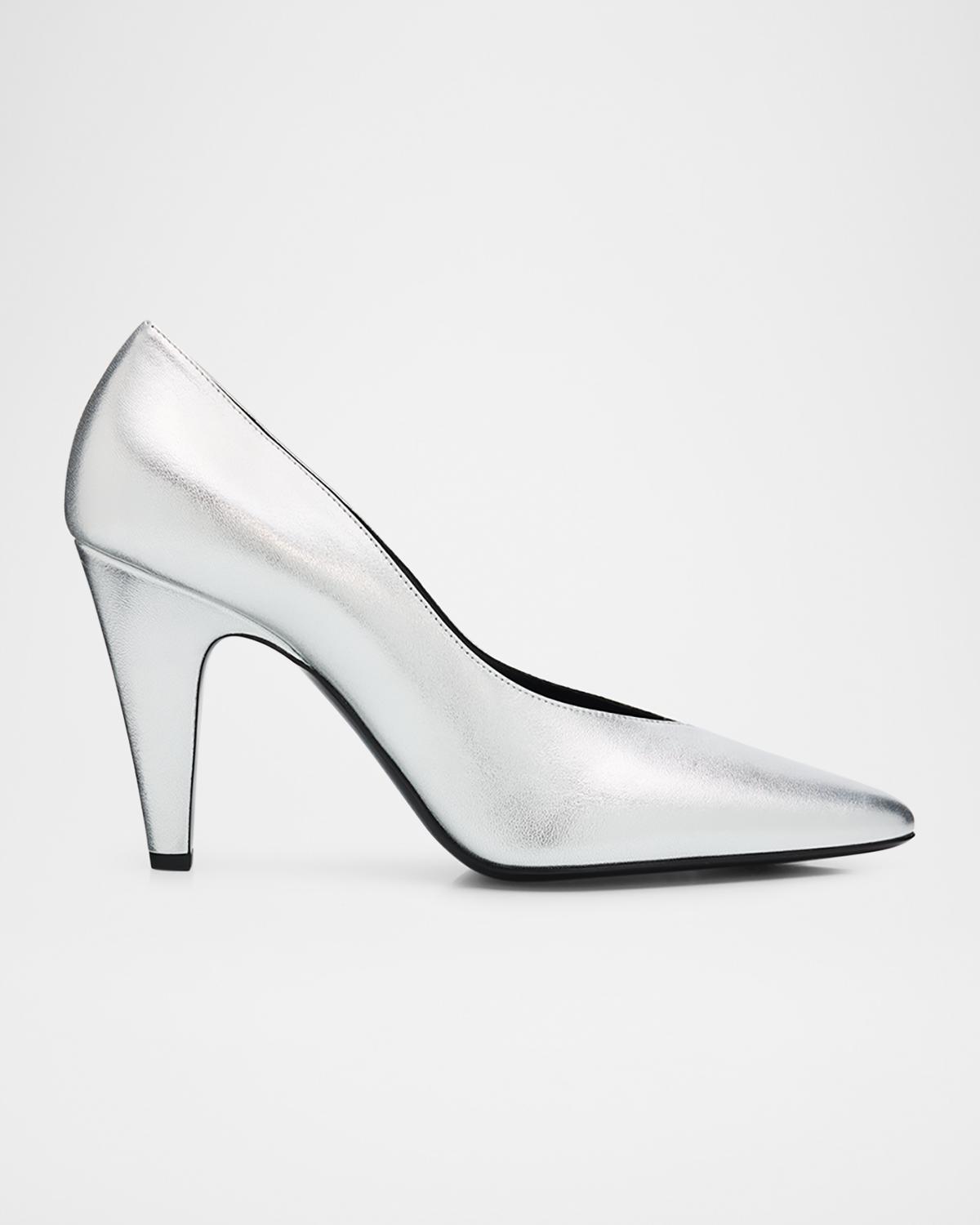 ALAÏA 90mm Metallic Leather Pumps
