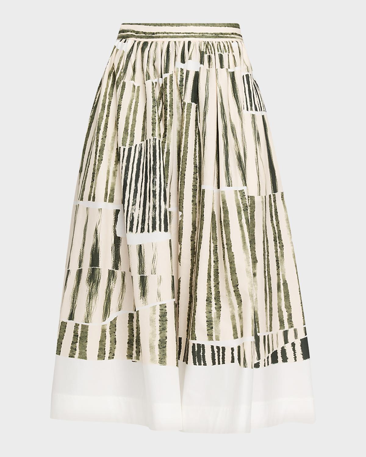 Jason Wu Collection Stripe Collage A-Line Midi Skirt