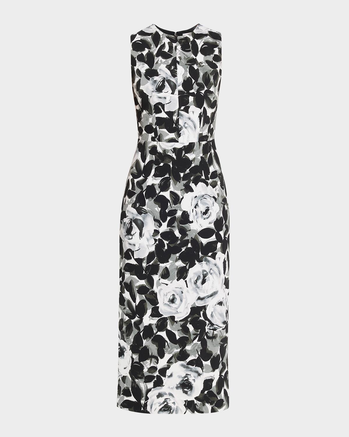 Michael Kors Collection Sleeveless Floral-Print Column Midi Dress