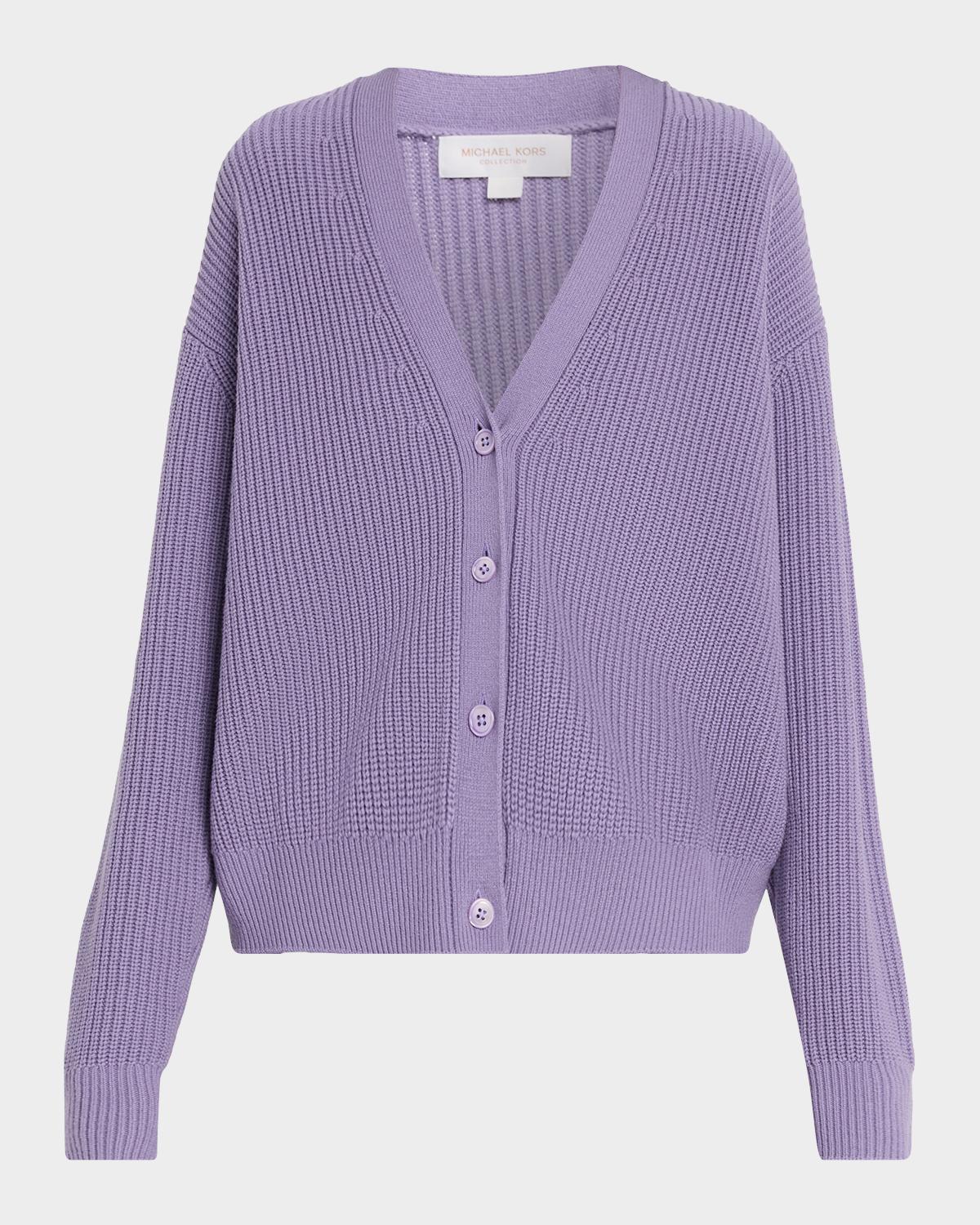 Michael Kors Collection Cashmere Rib V-Neck Cardigan