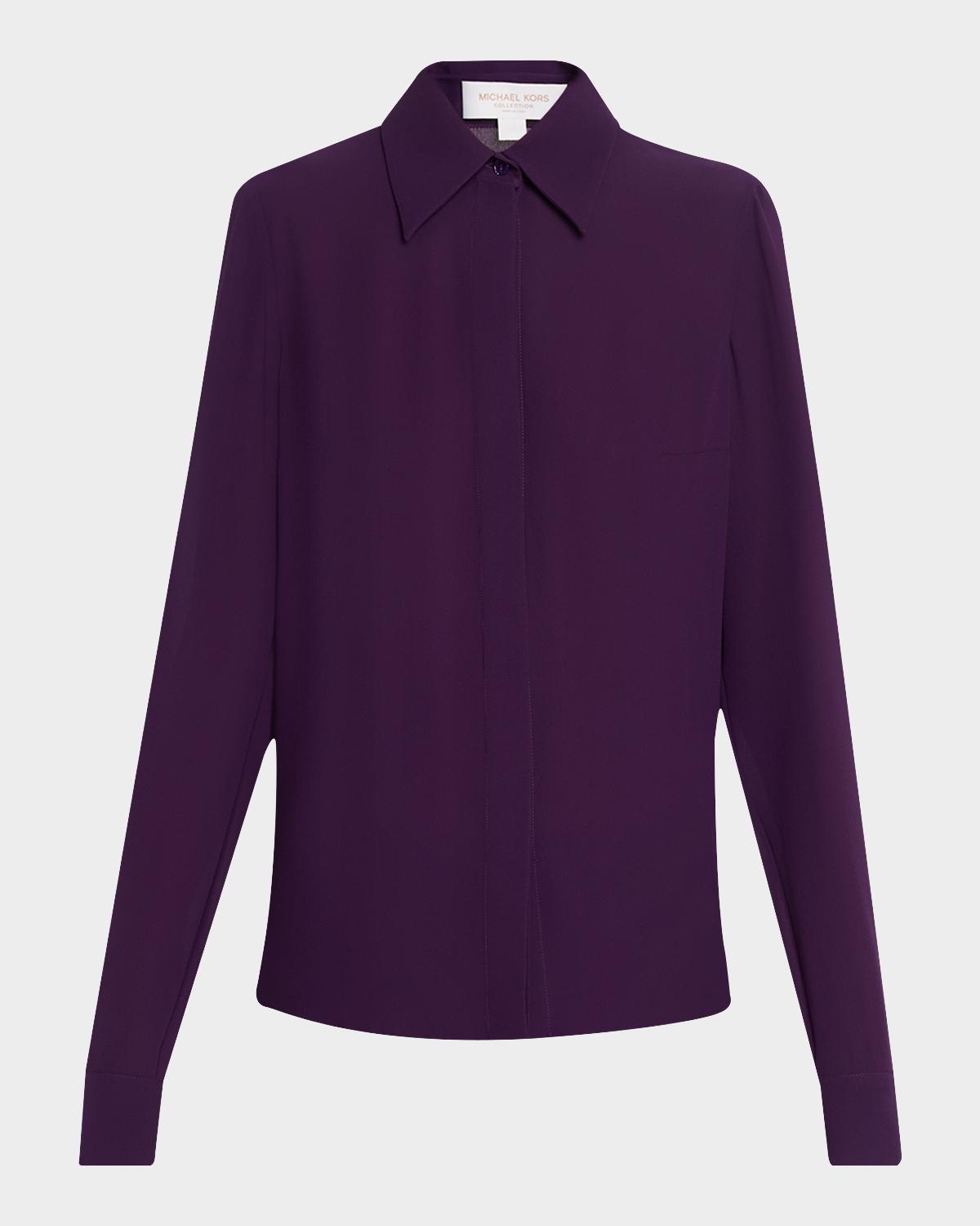 Michael Kors Collection Hansen Silk Crepe de Chine Button-Down Shirt