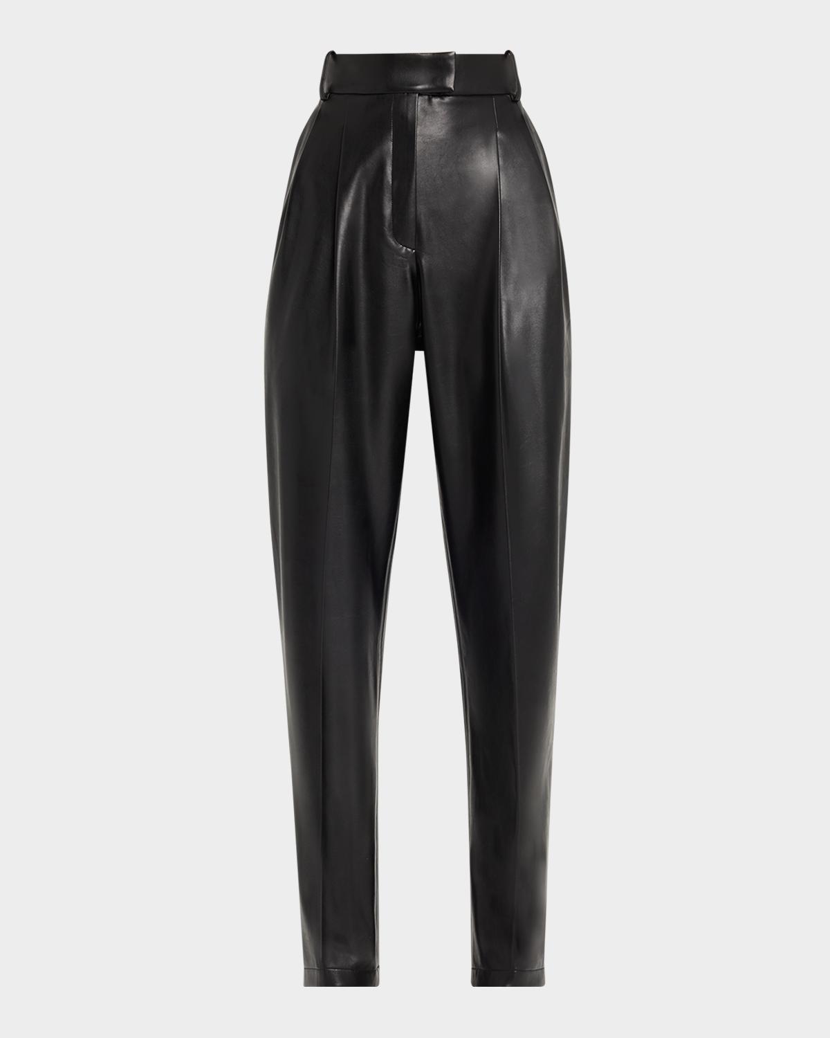 Michael Kors Collection Dru Pleated Tapered Faux Leather Pants