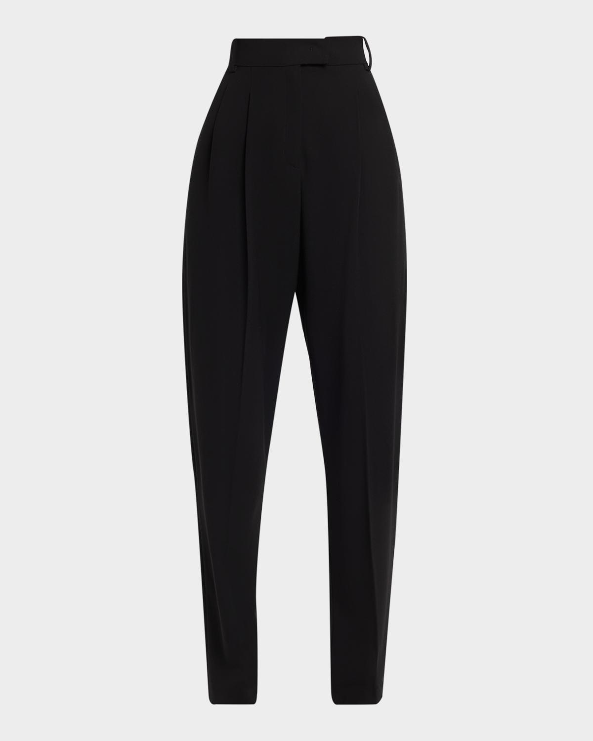 Michael Kors Collection Dru Pleated Tapered Wool Trousers