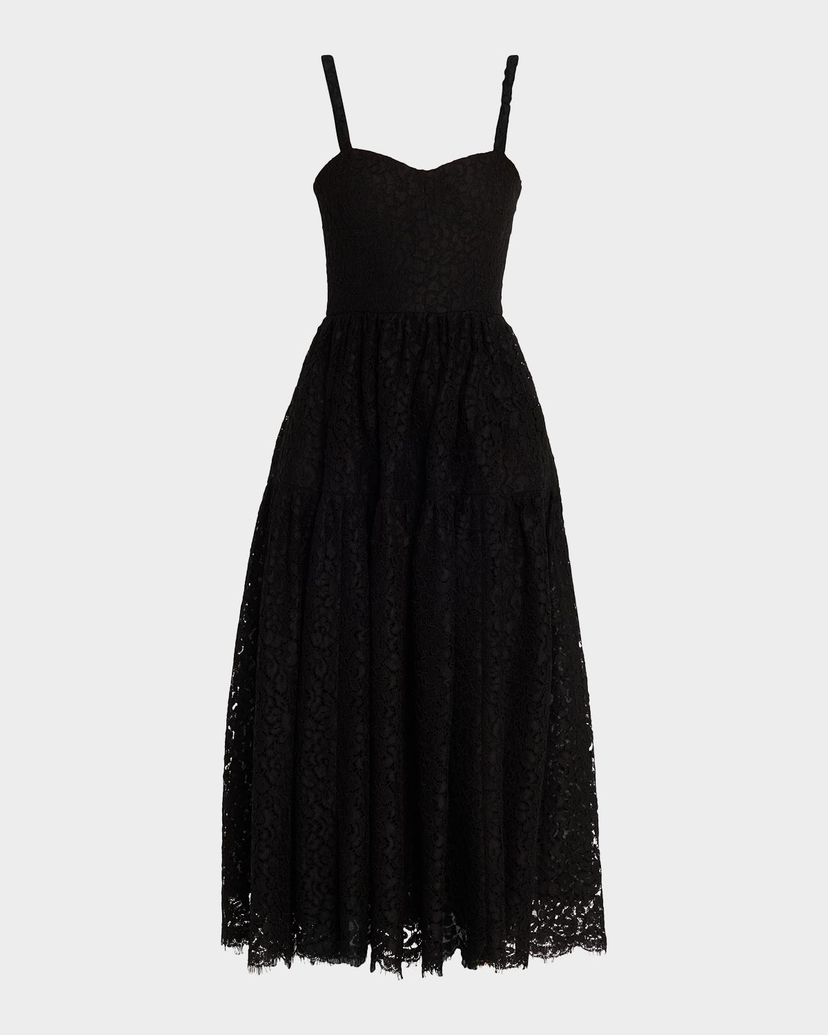 Michael Kors Collection Corded Floral Lace Sweetheart-Neck Midi Tank Dress