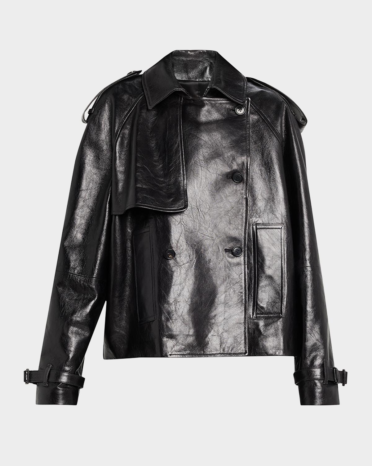 Michael Kors Collection Oversized Cropped Leather Trench Coat