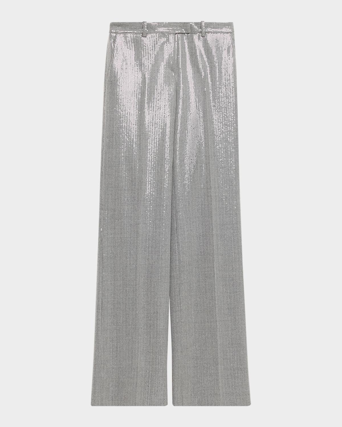 Michael Kors Collection Camilla Sequin Pinstripe Wide-Leg Trousers