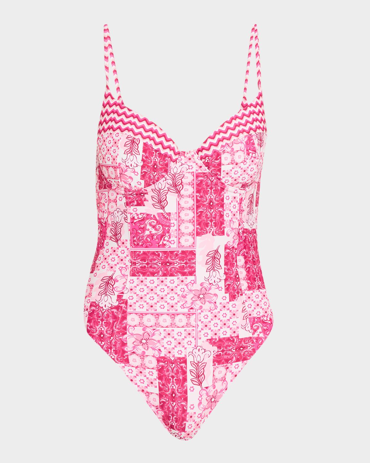 Ramy Brook Jayda Floral Patchwork One-Piece Swimsuit