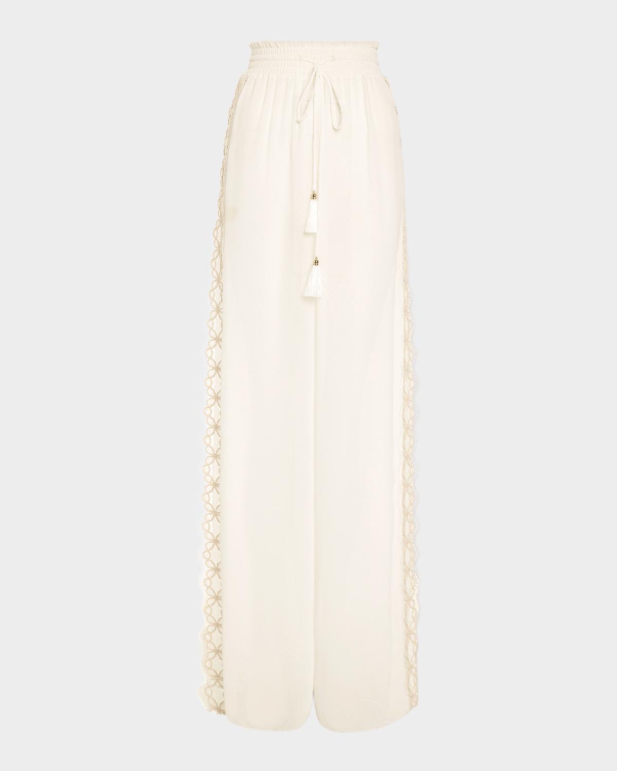 Ramy Brook Athena Lace-Trim Palazzo Pants