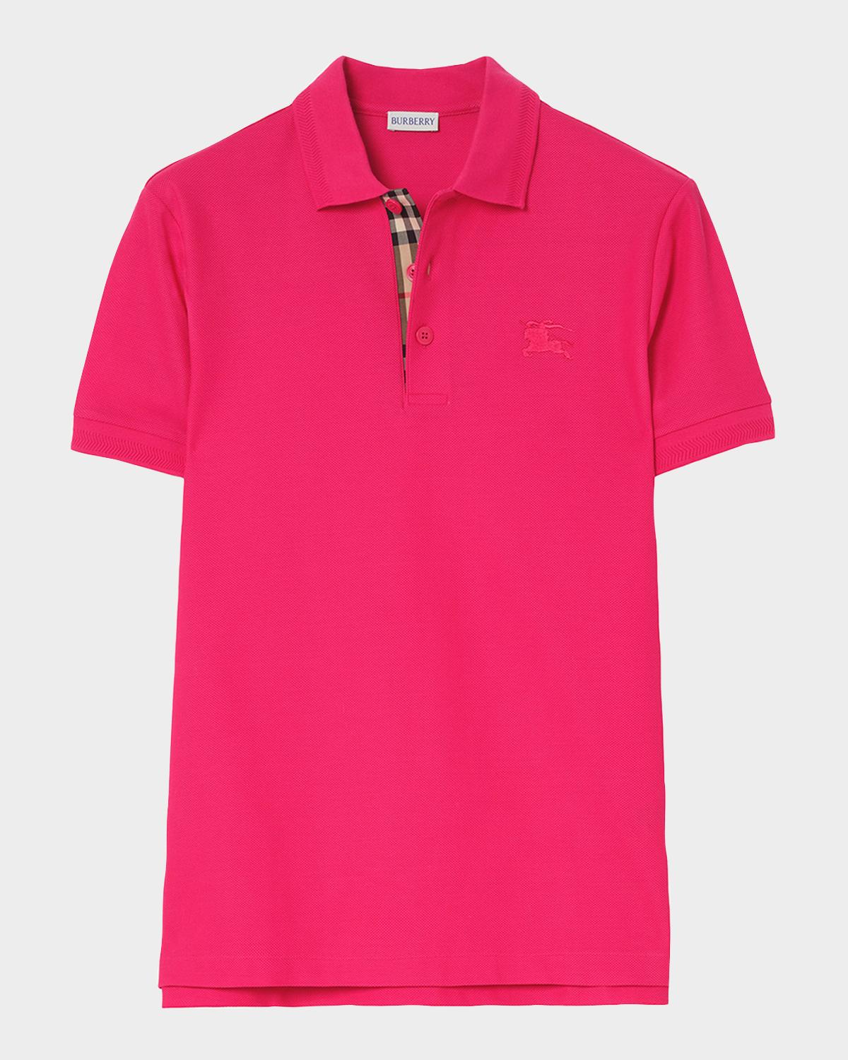 Burberry Men's Check-Placket Cotton Pique Polo Shirt