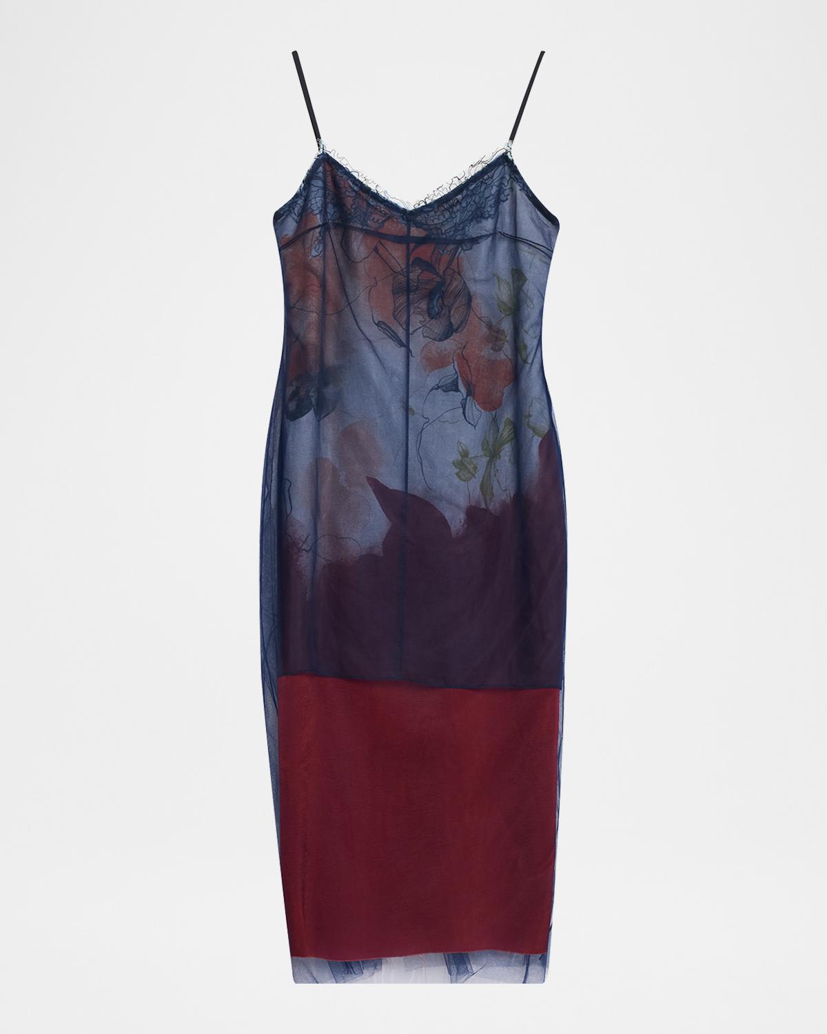 Jason Wu Collection Shadow Floral Layered Midi Dress