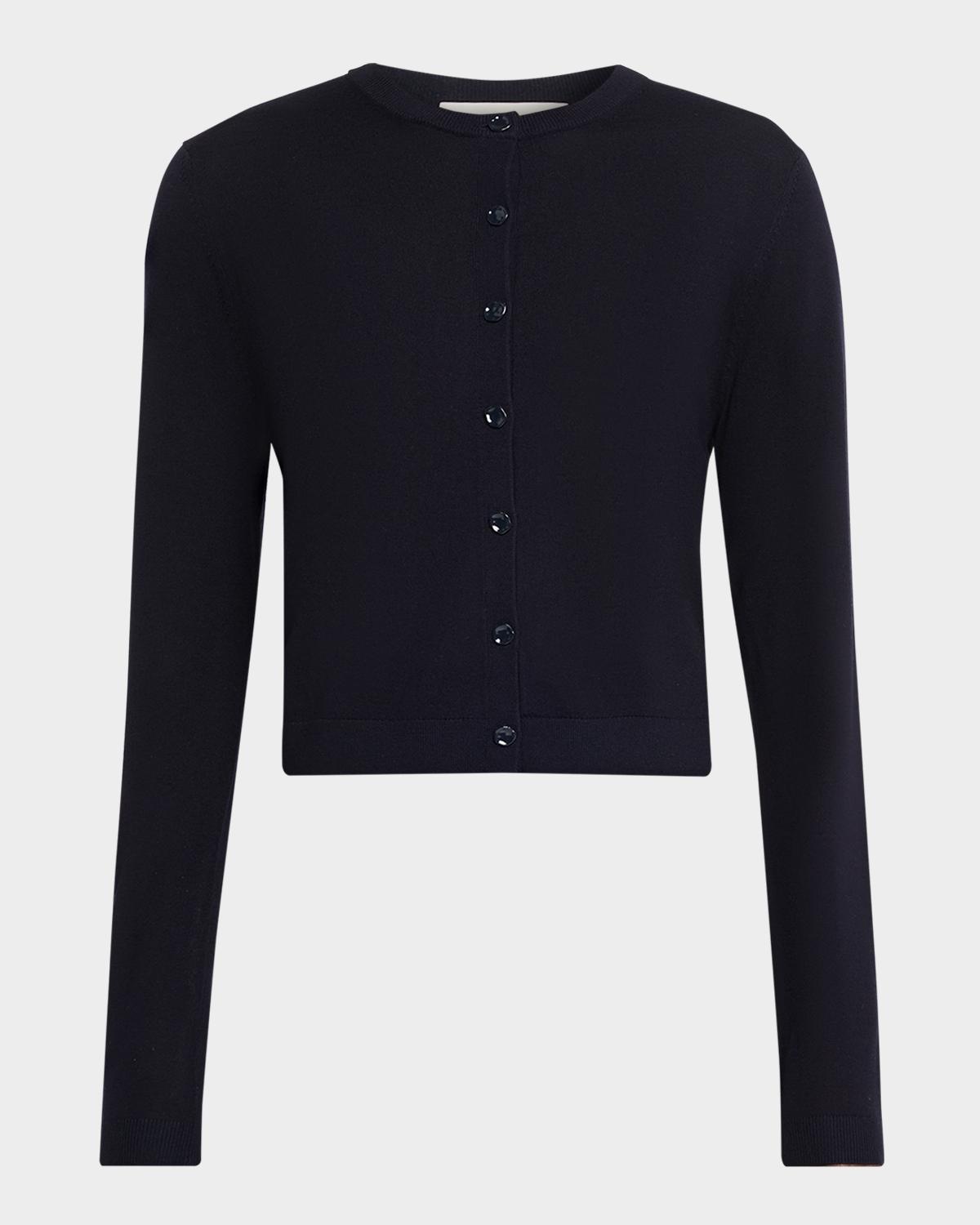 Jason Wu Collection Merino Wool Crewneck Cardigan With Satin Panel