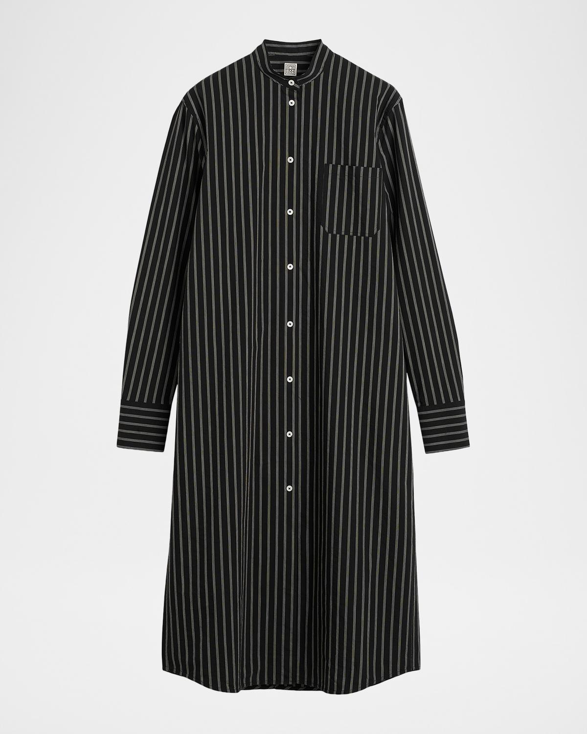 Totême Garderob Striped Summer Tunic Shirt In Black/white